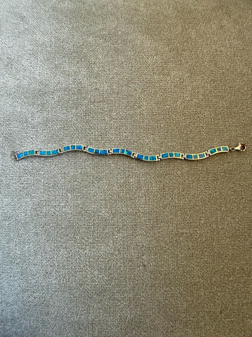 Blue Opal Inlay Silver-Tone Tennis Bracelet - Women's Jewelry